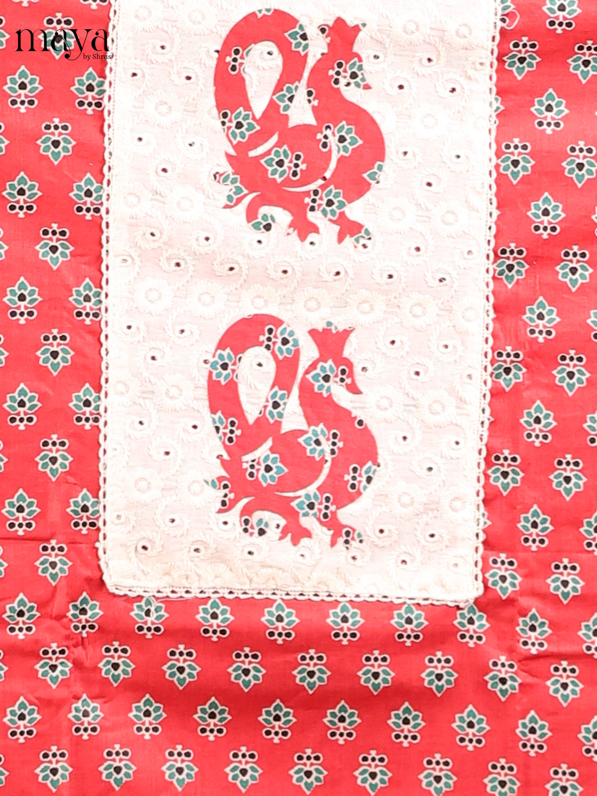 Red &  Cream -MDD21044 - Cotton salwar