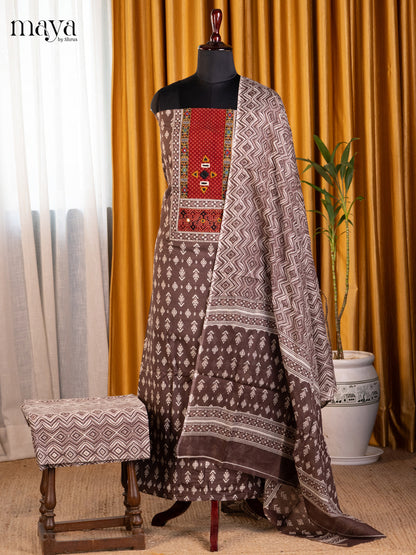 Brown & Red  - Cotton salwar