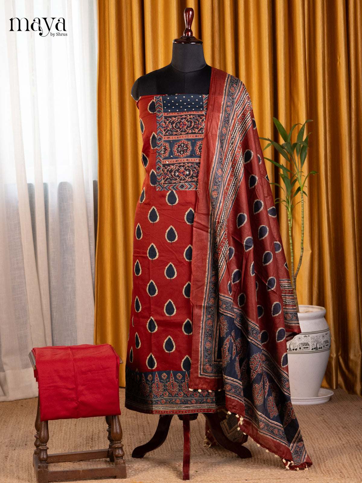 Red & Blue- Cotton salwar