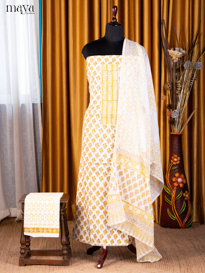 Cream  & Yellow- Cotton salwar