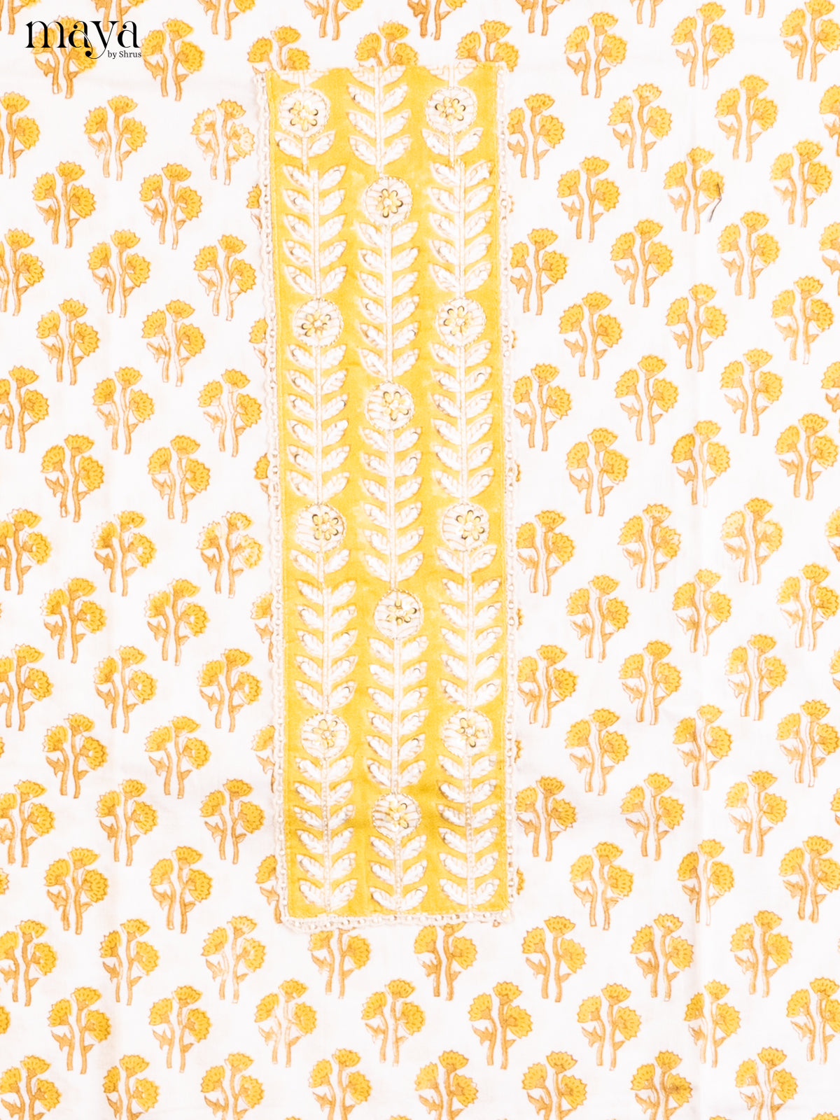 Cream  & Yellow- Cotton salwar