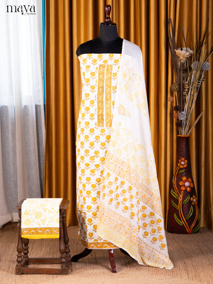 Cream  & Yellow- Cotton salwar