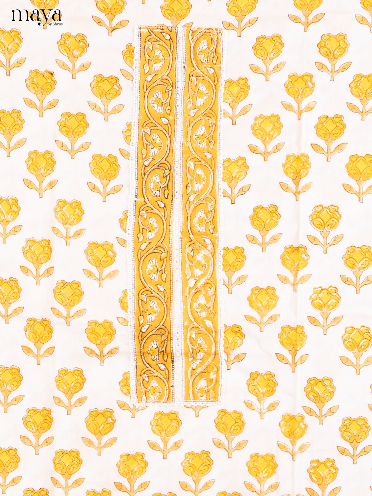 Cream  & Yellow- Cotton salwar