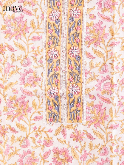 Cream  & Pink- Cotton salwar