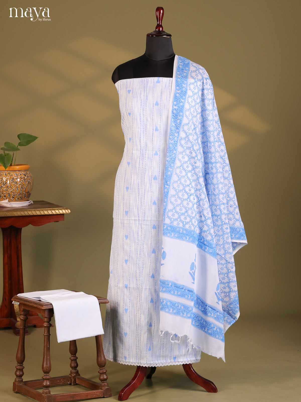 White & Blue - Cotton salwar
