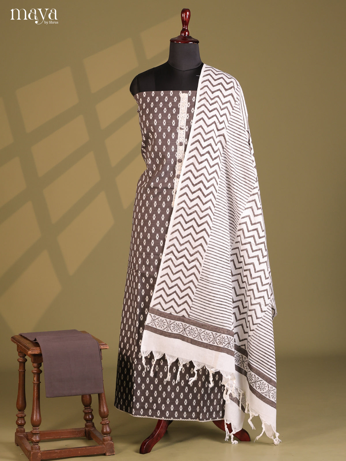 Grey & Cream- Cotton salwar