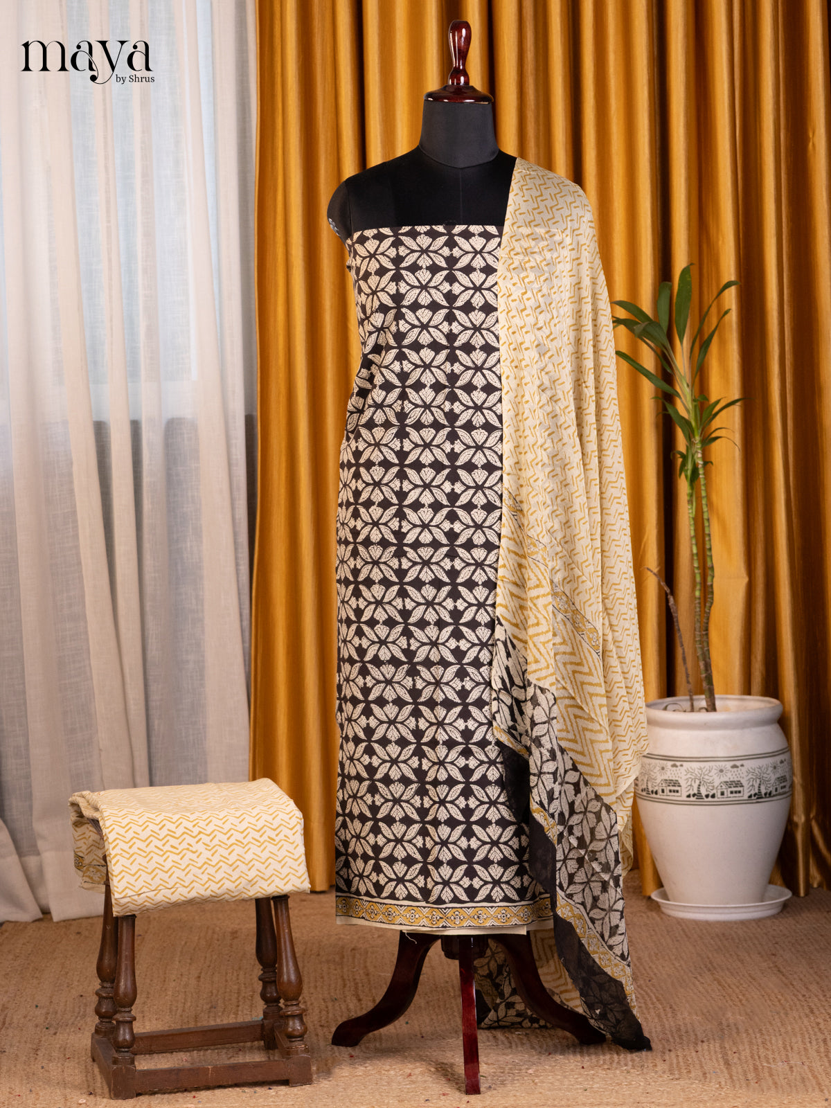 Black & Cream  - Cotton salwar