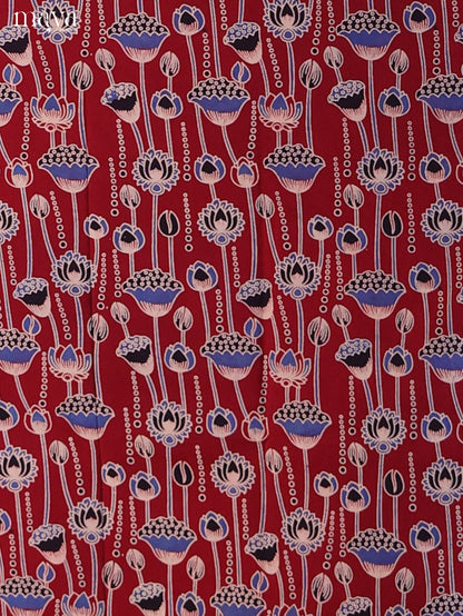 Maroon with Blue - Ajrakh Salwar Unstitch
