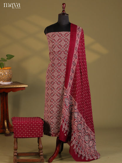 Maroon - Ajrakh Salwar Unstitch
