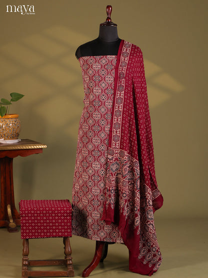 Maroon - Ajrakh Salwar Unstitch
