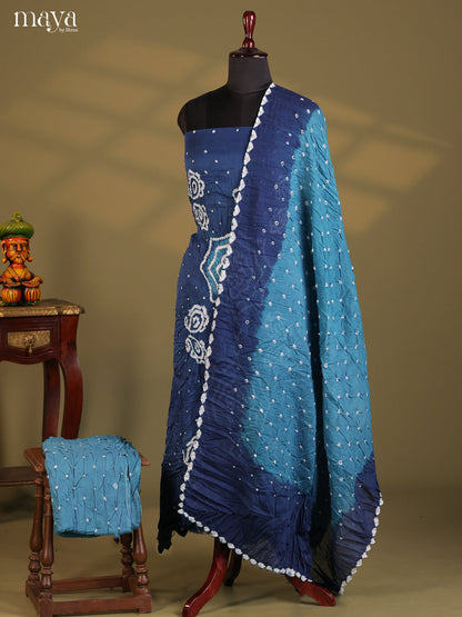 Blue & Teal - Bandhini salwar Unstitch