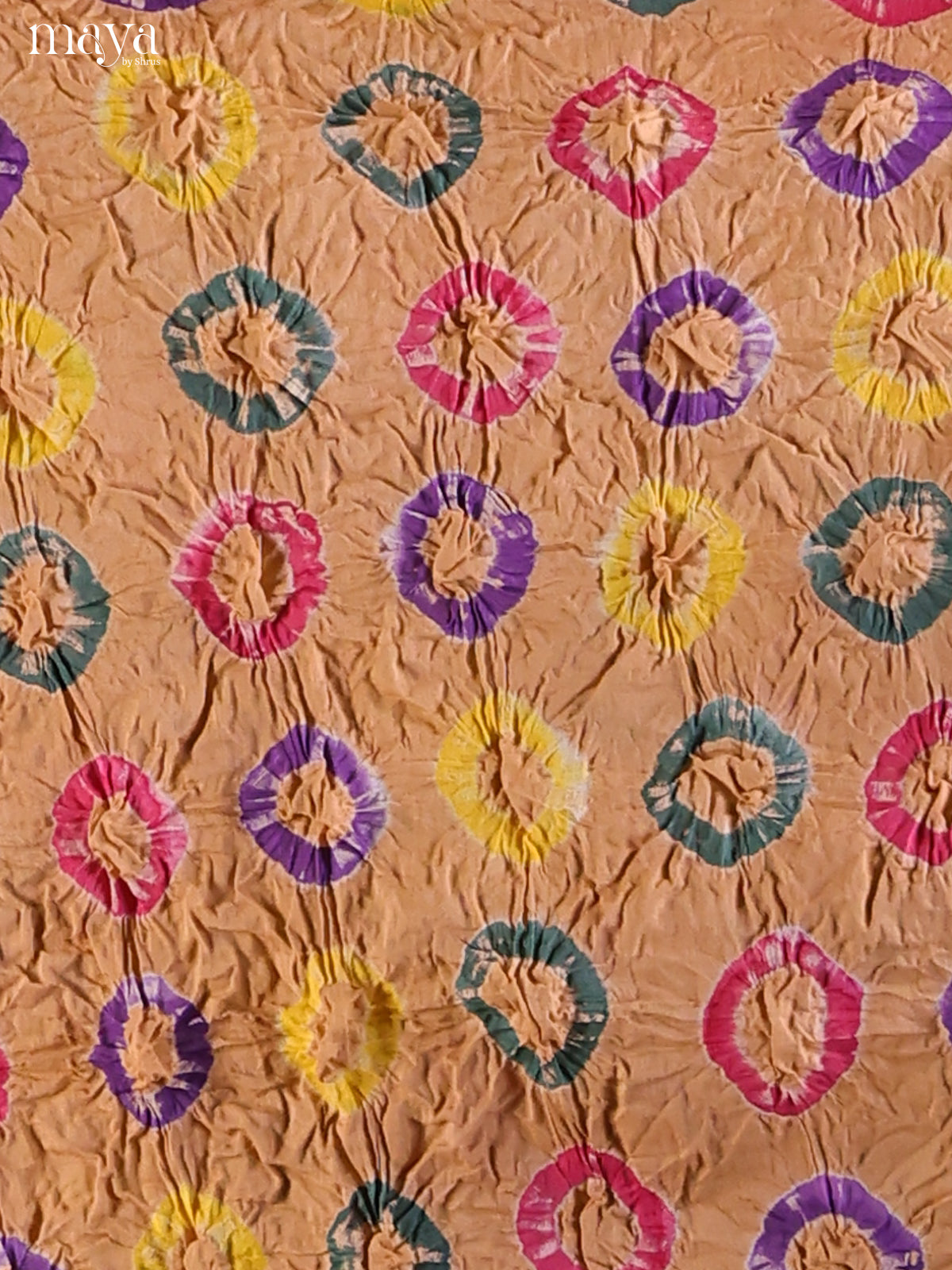 Brown &  Pink - Bandhini salwar Unstitch