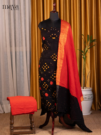 Black & Orange- Bandhini salwar Unstitch
