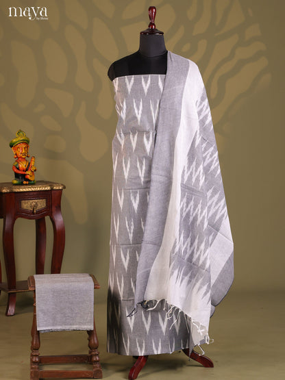 Grey & White - Ikkat Salwar Unstitch