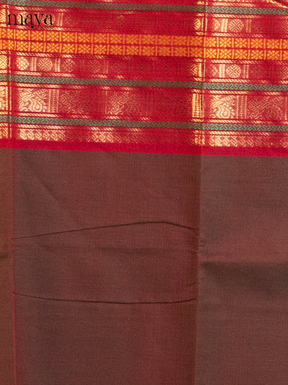 Brown with Red - chettinad top & dupatta combo