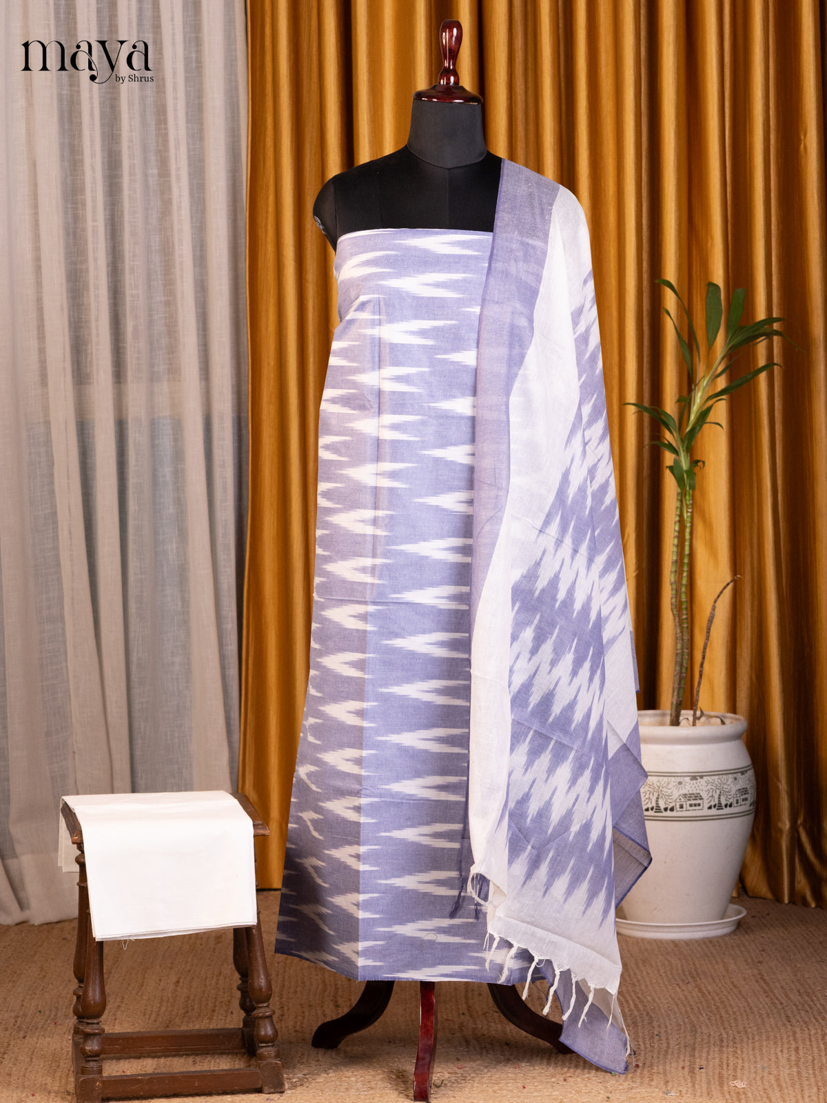 Blue & White  - Ikkat Salwar Unstitch