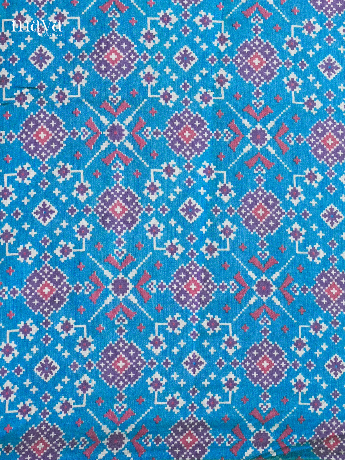 Vibrant Blue & Violet Semi patola salwar unstitch with floral motifs- MEA12012