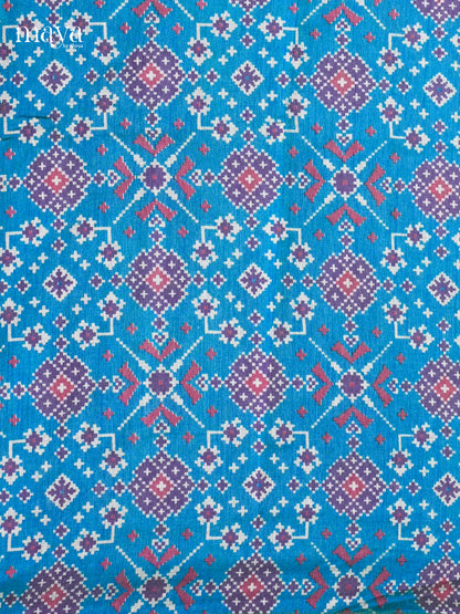 Vibrant Blue & Violet Semi patola salwar unstitch with floral motifs- MEA12012