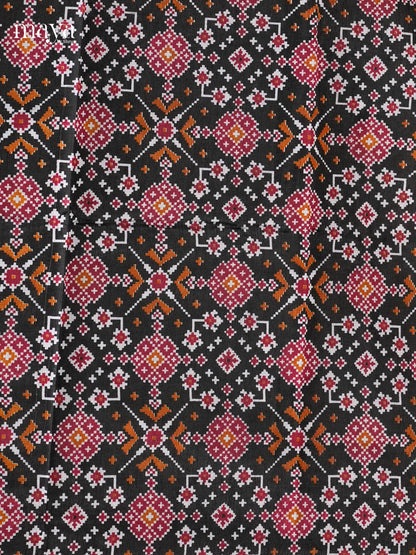 Black & Maroon Semi patola salwar unstitch with floral pattern -MEA12013