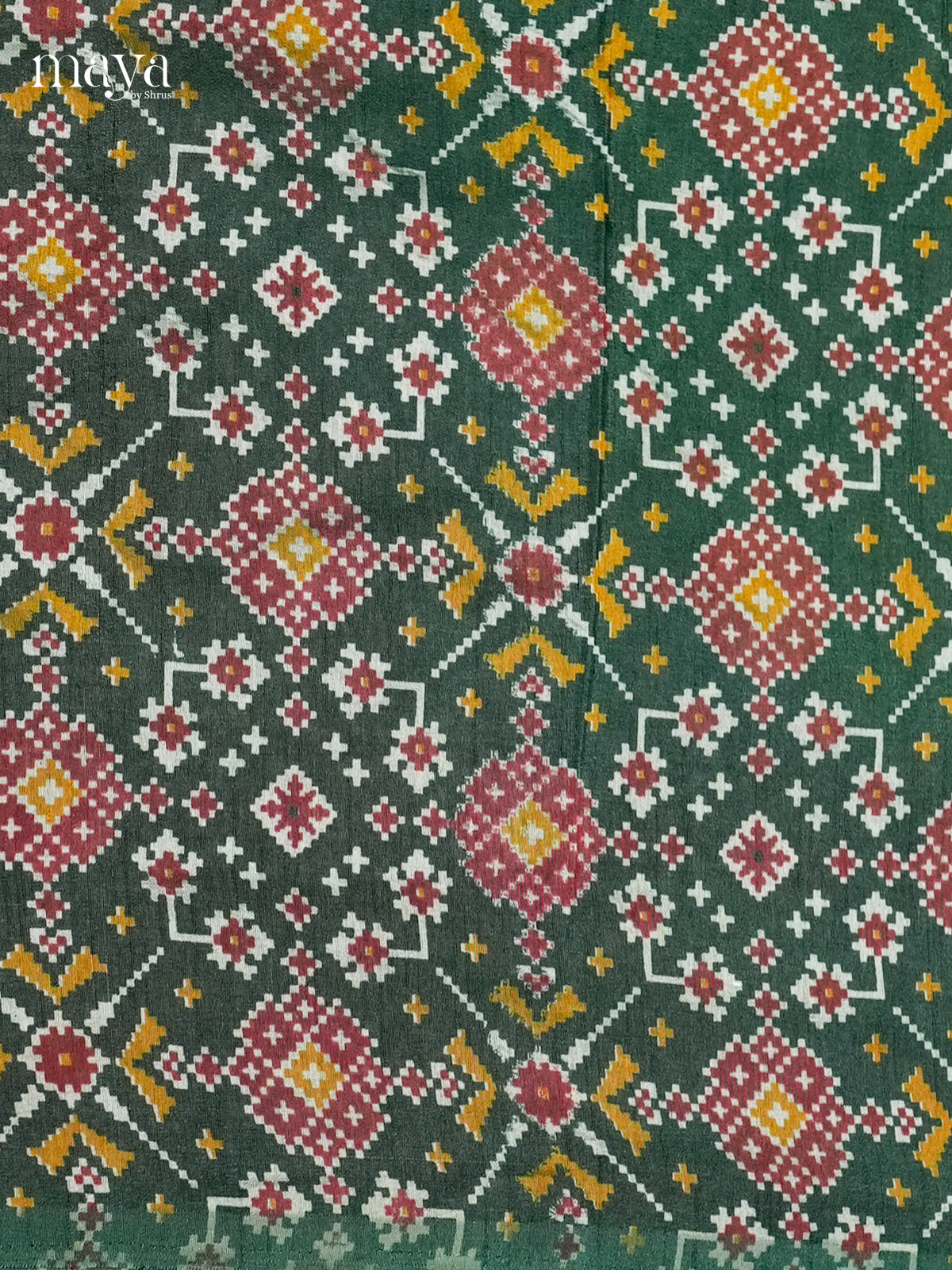 Classy Green & Maroon Semi patola salwar unstitch with floral motifs-MEA12014