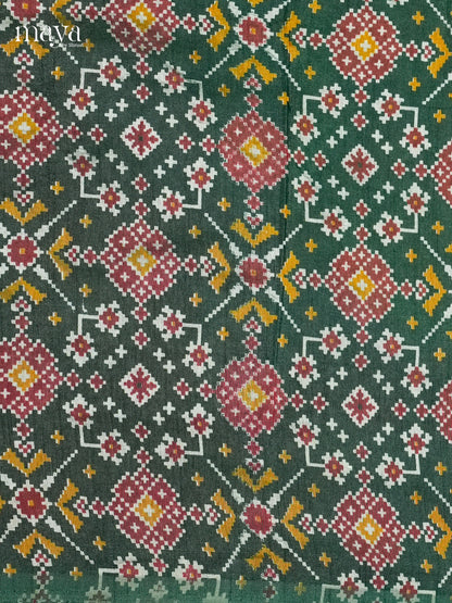 Classy Green & Maroon Semi patola salwar unstitch with floral motifs-MEA12014
