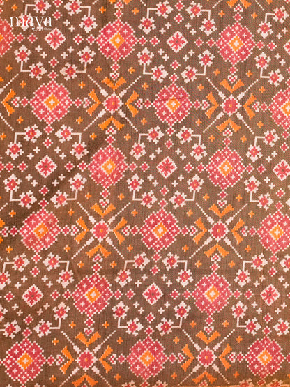 Charming Pink Semi patola salwar unstitch with floral pattern -MEA12015