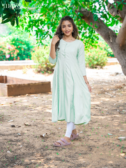 Ice Blue Solid Rayon Cotton Anarkali Kurti