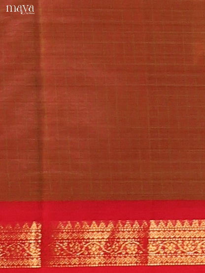 Double Shaded Brown Chettinad Cotton  Dupatta with contrast zari border