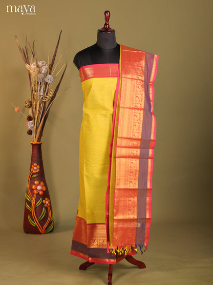 Yellow & Pink - chettinad top & dupatta combo