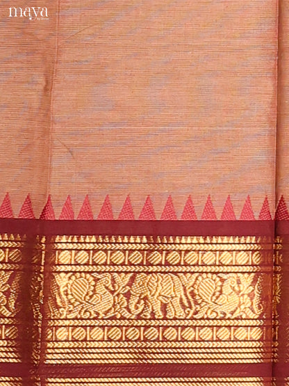 Brown & Maroon - chettinad top & dupatta combo
