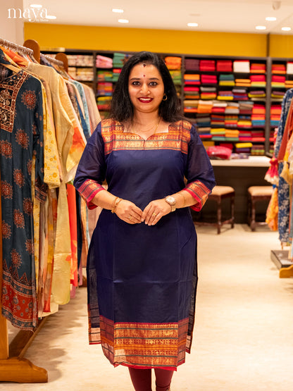 Blue Chettinad Cotton Readymade Kurti