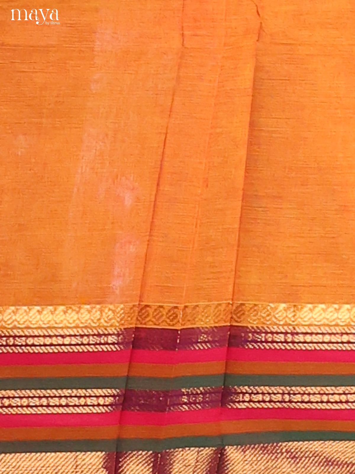 Beautiful Orange Chettinad Cotton Top & Dupatta Set With Zari Border