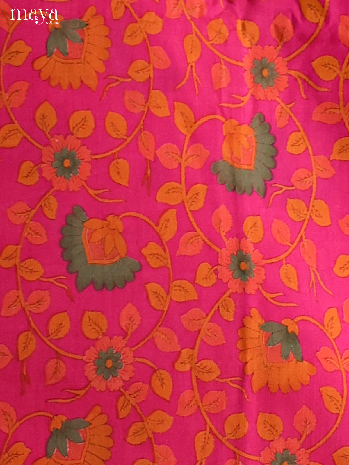 Radiant Pink Semi Patola Salwar Suit Material With Floral Prints