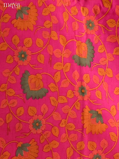 Radiant Pink Semi Patola Salwar Suit Material With Floral Prints