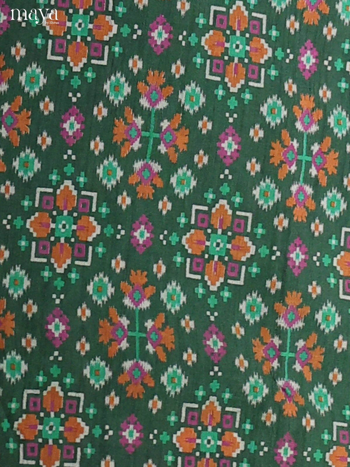 Artistic Green Semi Patola Salwar Suit Material With Floral Motifs