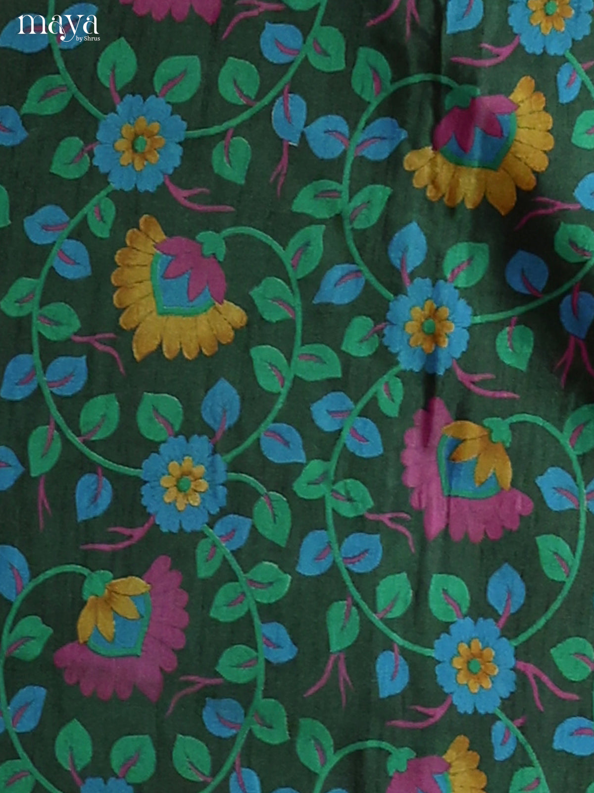 Festive Green Semi Patola Salwar Suit Material With Floral Pattern