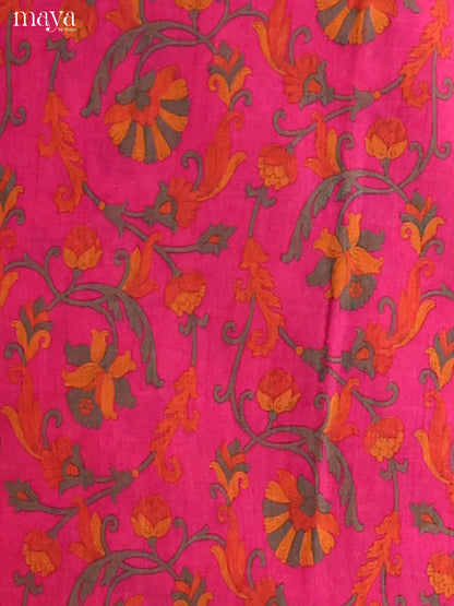 Pretty Pink Semi Patola Salwar Suit Material Printed With Floral Vines