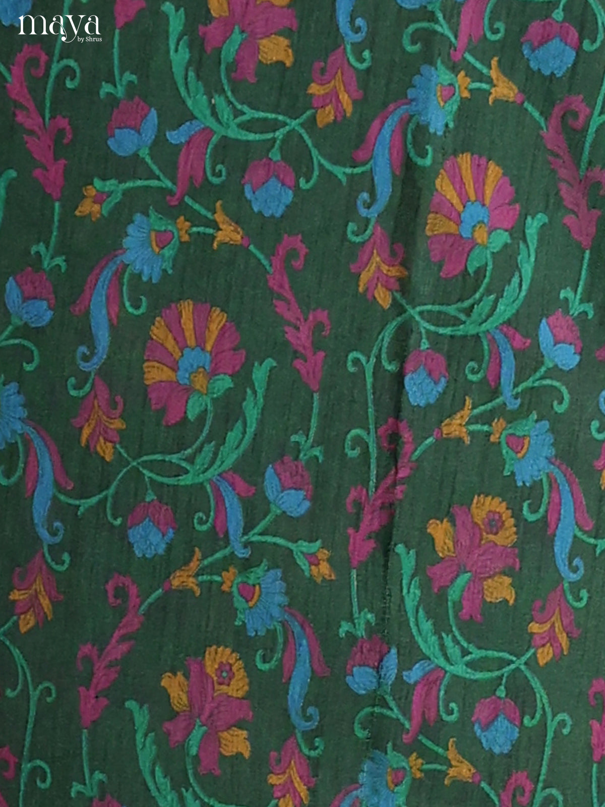 Chic Dark Green & Purple Semi Patola Salwar Suit Material With Floral Vines