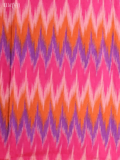 Playful Pink & Purple Semi Patola Salwar Suit Material With Ikkat Print