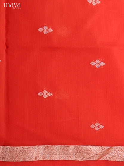 Orange & Green-Semi silkcotton salwar unstitch