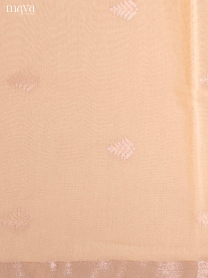 Cream & Red-Semi silkcotton salwar unstitch