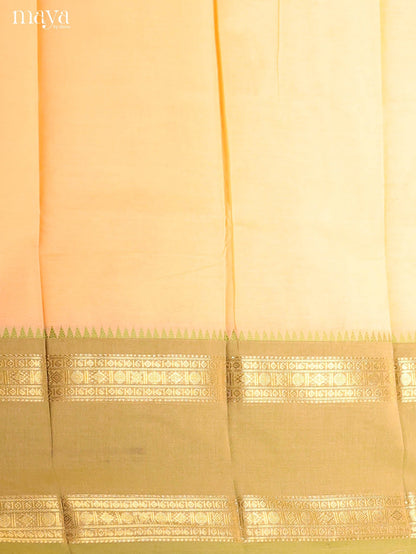Classic Cream Chettinad Cotton Top & Dupatta Set With Rettaipet Zari Border