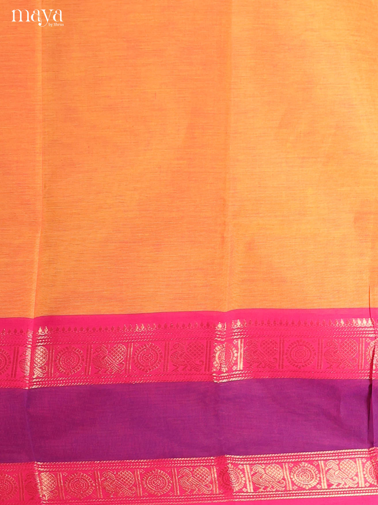 Pretty Orange Chettinad Cotton Top & Dupatta Set With Rettaipet Zari Border