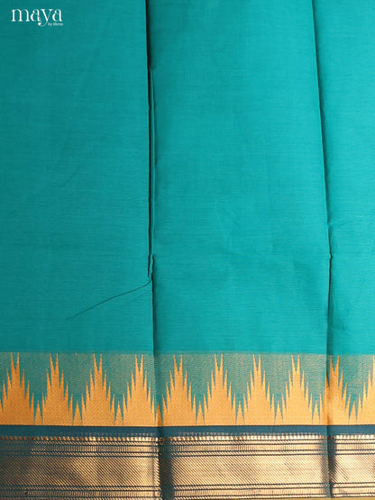 Blue & Yellow-chettinad top & dupatta combo