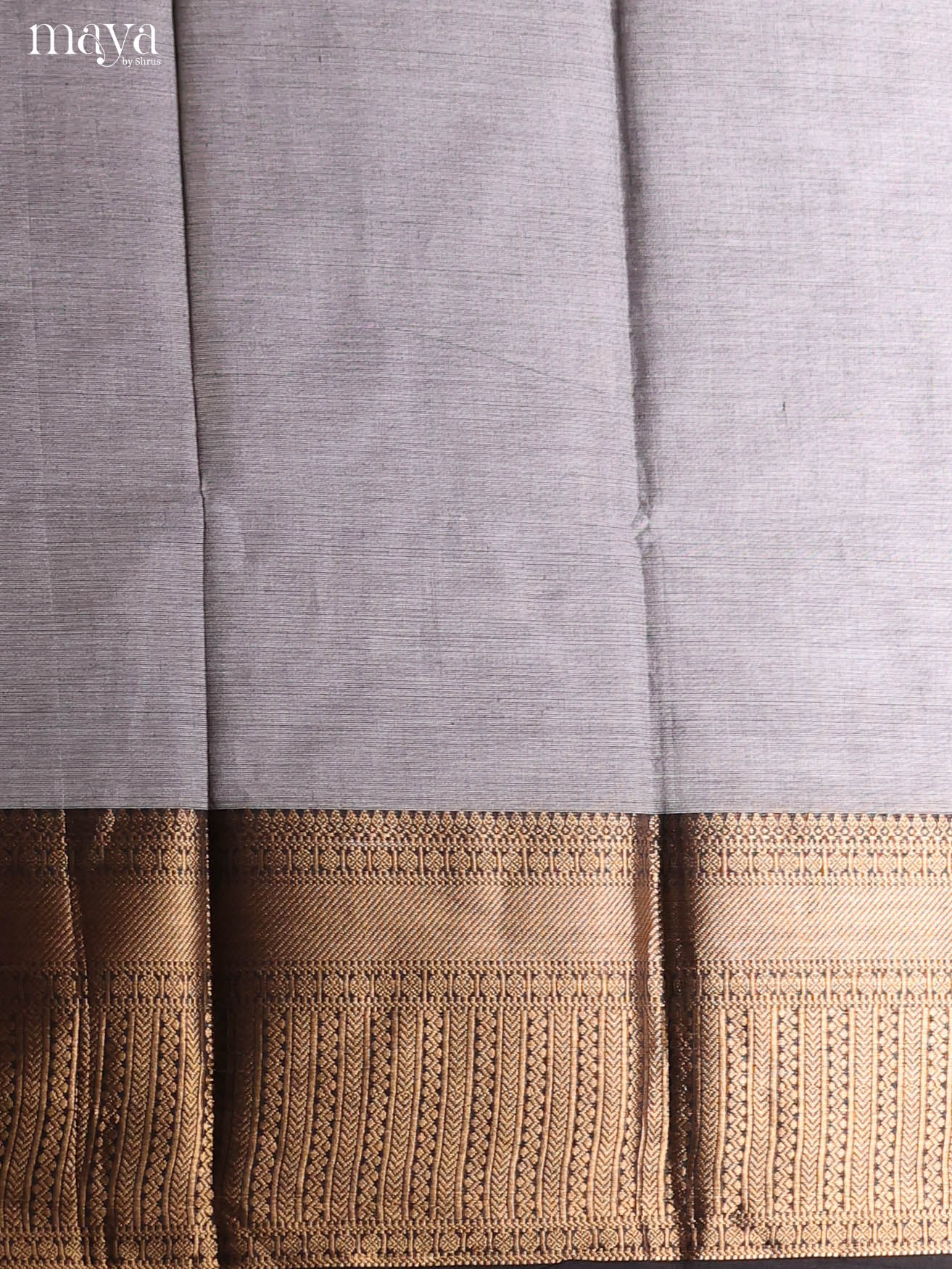Stunning Grey Chettinad Cotton Top & Dupatta Set With Black Zari Border