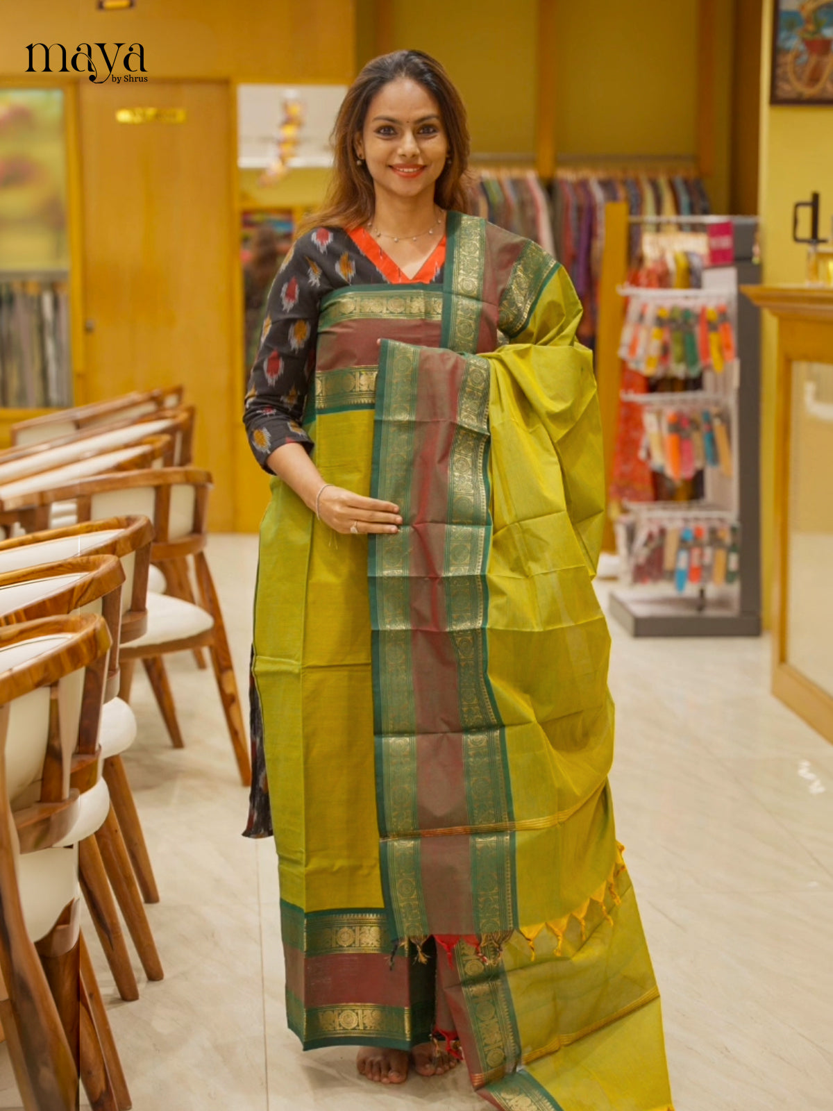 MDH10003-chettinad top & dupatta combo