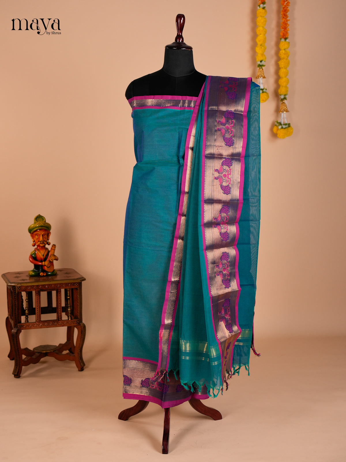 MDH10005-chettinad top & dupatta combo