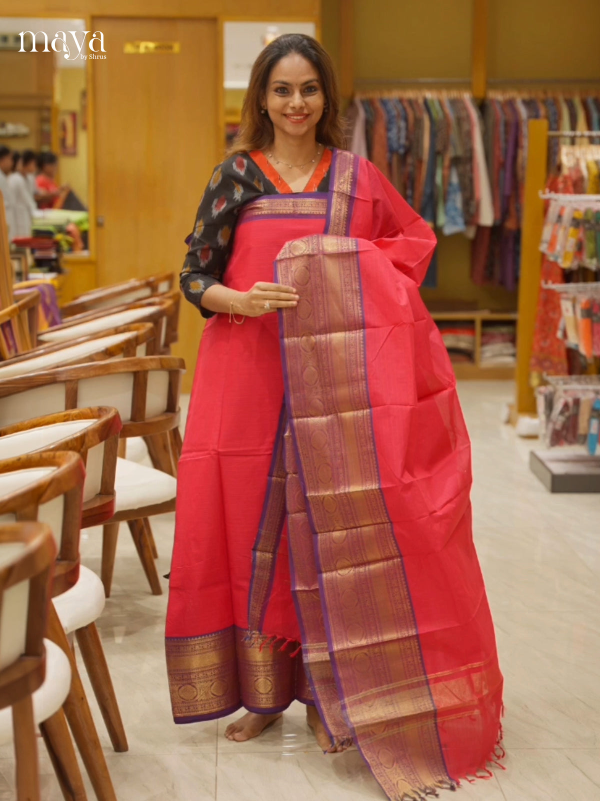 MDH10029-chettinad top & dupatta combo