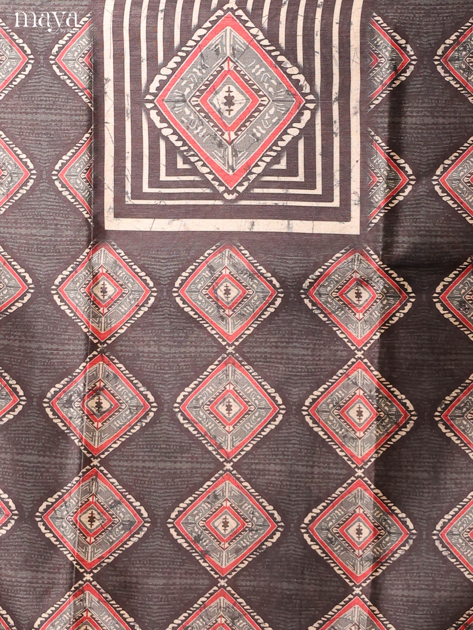 Chic Elephant Black Semi Tussar Salwar Material With Traditional Prints