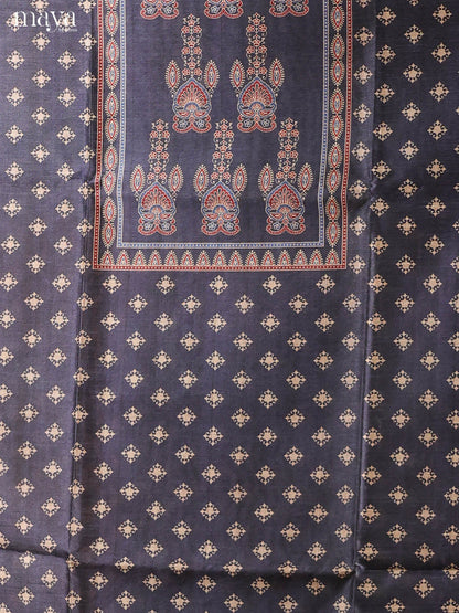 Black -Semi Tussar Salwar Unstitch